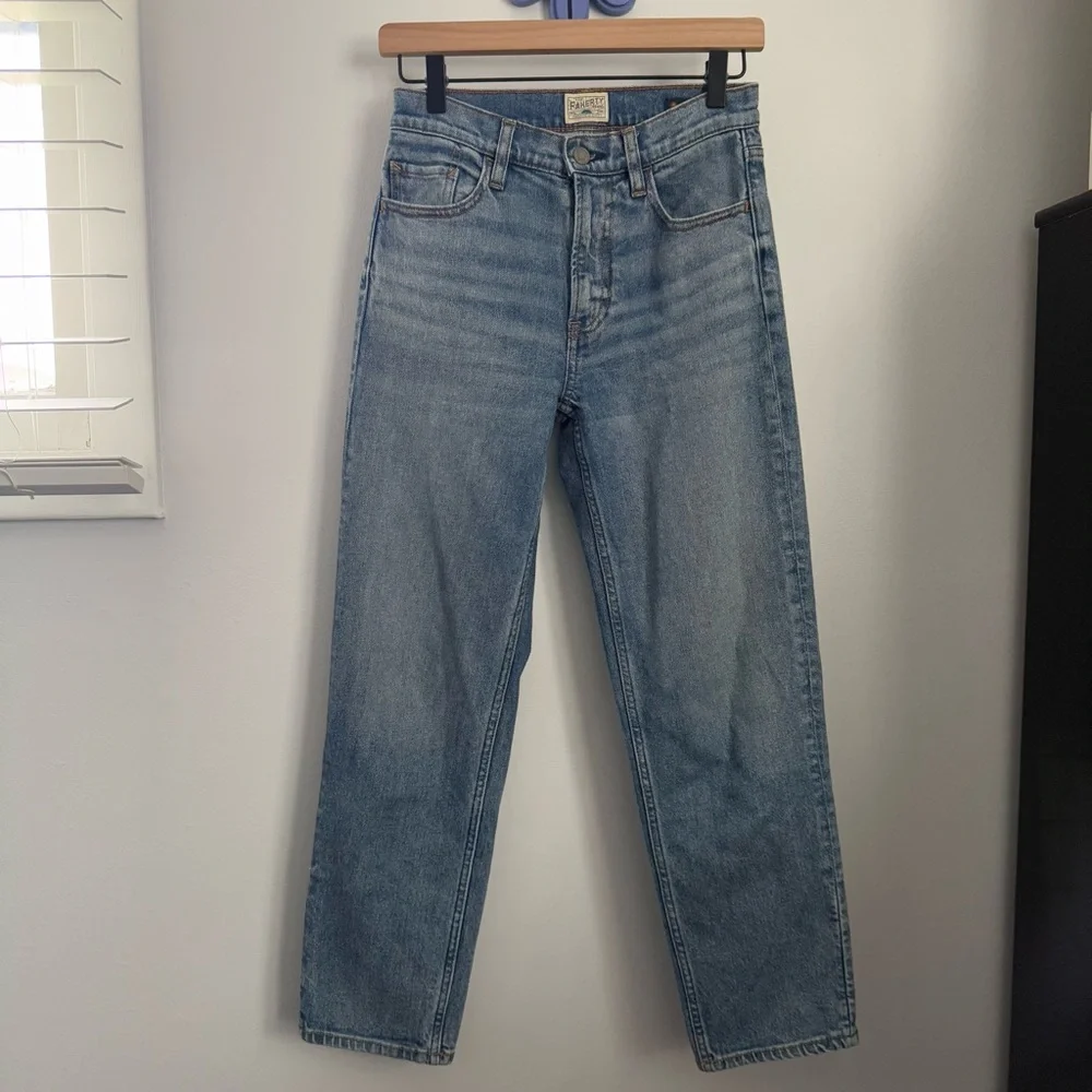 Faherty 25 Organic Cotton Slim Straight Denim Lakewood Wash Mid Rise - Picture 2 of 9